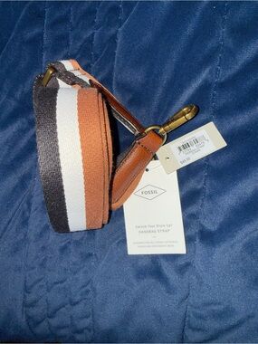 Fossil Striped Canvas Handbag Strap in Black, White, Rust